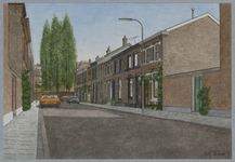 30539 Gezicht in de Takstraat te Utrecht met de huizen van de zuidwestelijke straatwand, uit het noordwesten.